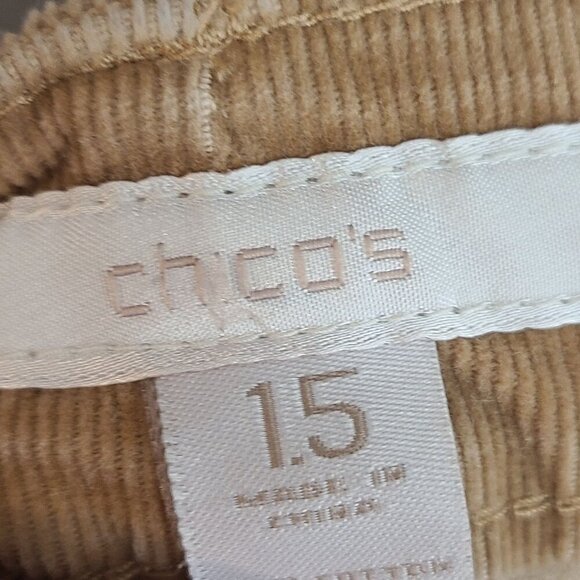 Chico's Women's Strech Corduroy Pants Tan Size M Cabincore Light Academia - Picture 6 of 6